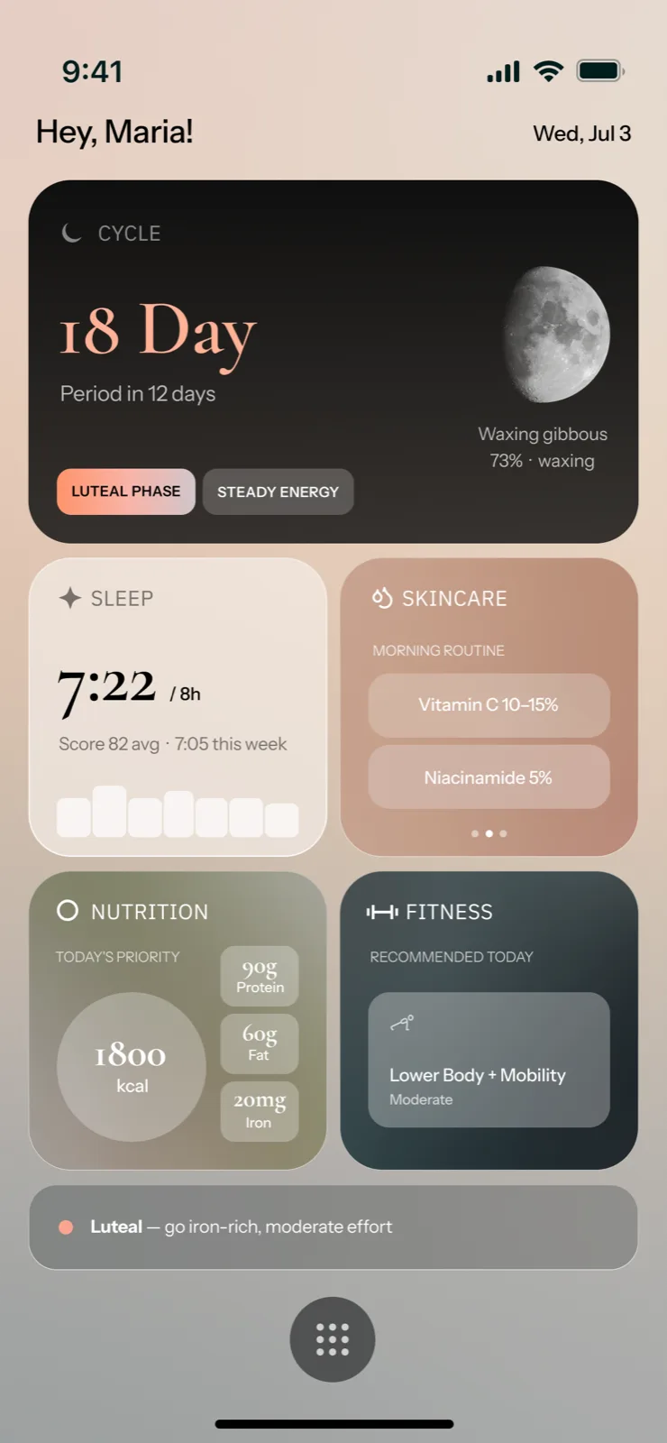 Ritalu home dashboard screen